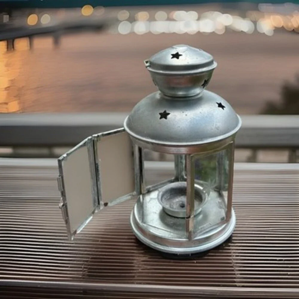 6 Silver Metal IKEA LANTERNS Star Etched Glass ROTERA Hanging Candle Light VTG